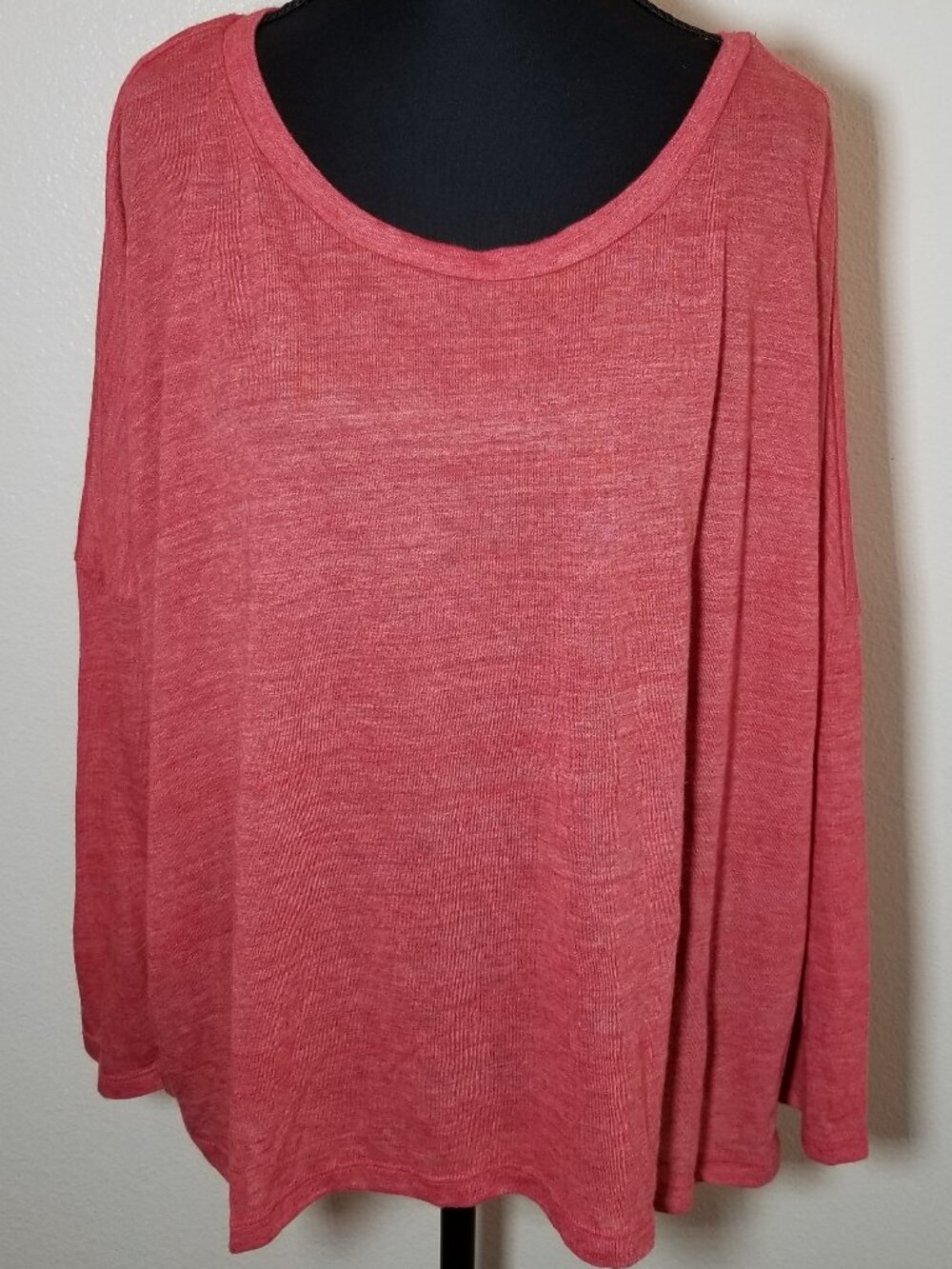 Old Navy Coral Long Sleeve Scoop Neck Top Womens Small Petite Oversized NWOT